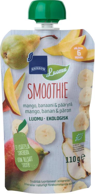 Rainbow smoothie mango, banaani & p&auml;&auml;ryn&auml; luomu 110 g 6 kk